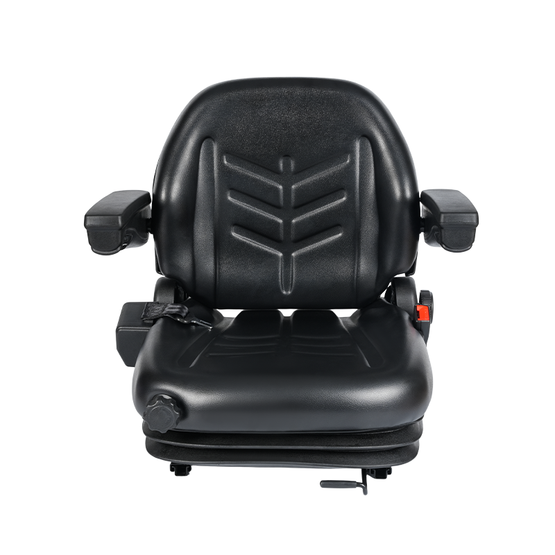 Asiento de montacargas con absorción de impacto mecánico y suspensión total BF2-3AR con reposabrazos ajustables y base de montaje universal
