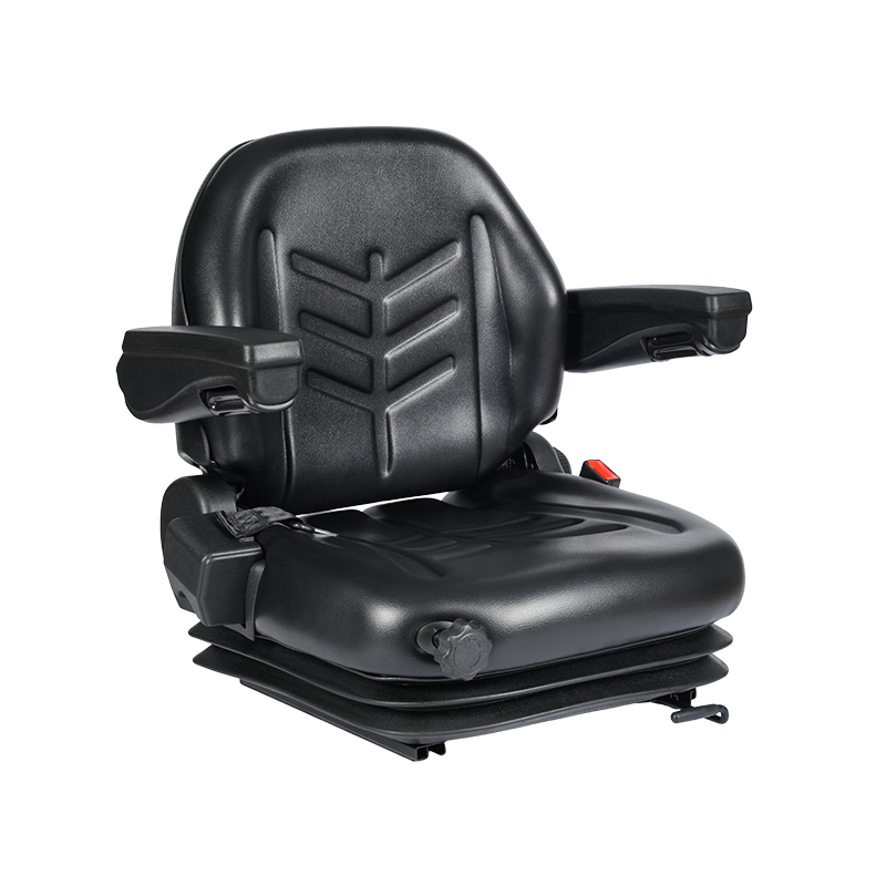 Asiento de montacargas con absorción de impacto mecánico y suspensión total BF2-3AR con reposabrazos ajustables y base de montaje universal